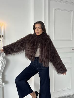 ELİANA Atkılı Kürk Ceket 3089 - Acı Kahve - MAXMOOR