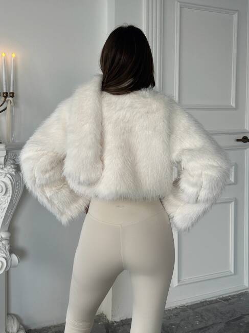 ELİANA Atkılı Kürk Ceket 3089 - Beyaz - 5