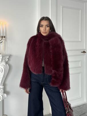 ELİANA Atkılı Kürk Ceket 3089 - Bordo - MAXMOOR