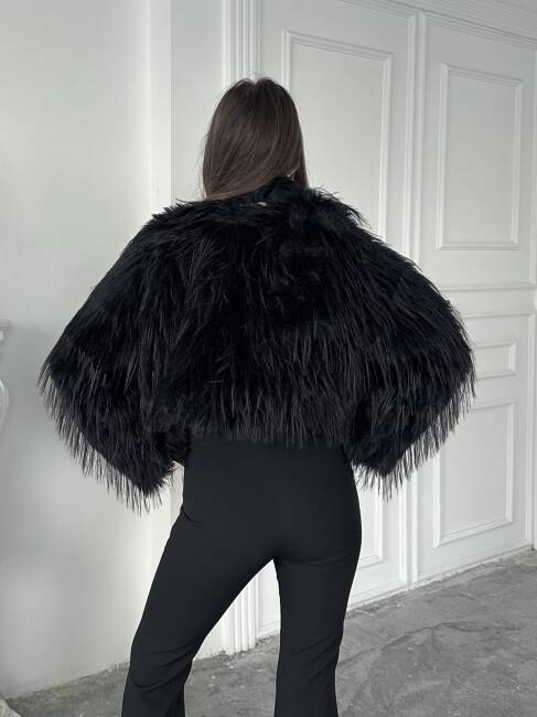 ELİANA Atkılı Kürk Ceket 3089 - Siyah - 7