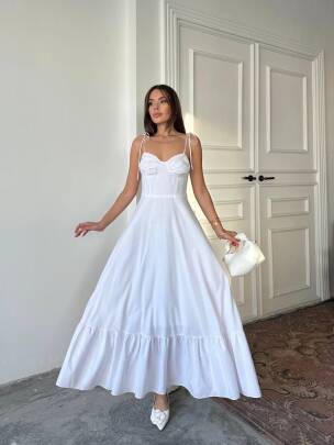 ELLA Maxi Elbise 3057 - Beyaz 
