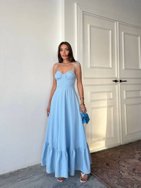 ELLA Maxi Elbise 3057 - Mavi - 1