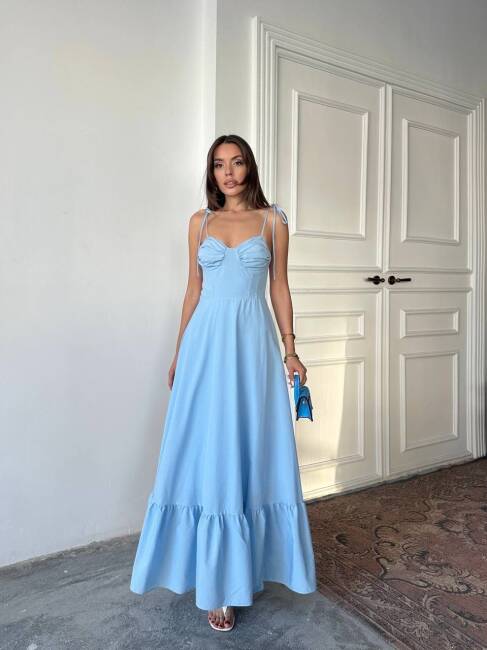 ELLA Maxi Elbise 3057 - Mavi - 2