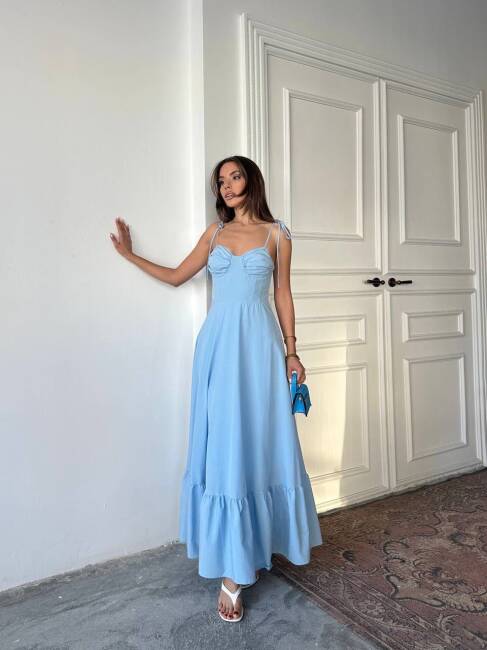 ELLA Maxi Elbise 3057 - Mavi - 3