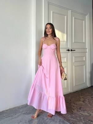 ELLA Maxi Elbise 3057 - Pembe 