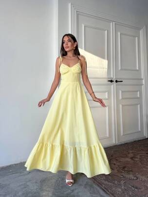 ELLA Maxi Elbise 3057 - Sarı 