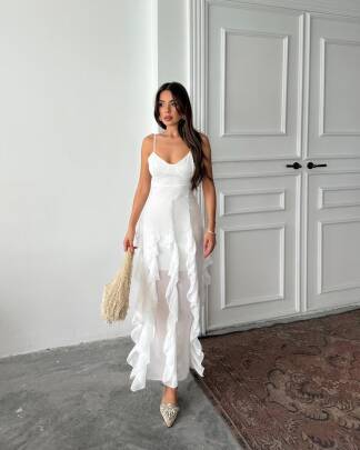 EMA Maxi Uzun Elbise 241040 - Beyaz 