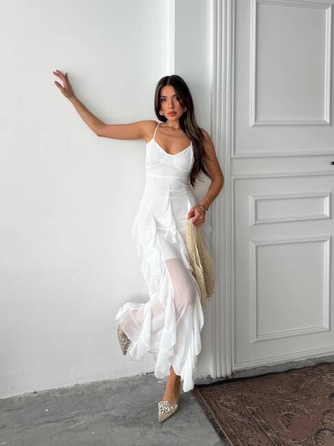 EMA Maxi Uzun Elbise 241040 - Beyaz - 2