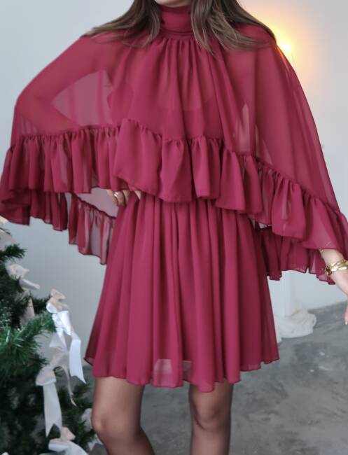 EMİLİA Elbise 3083 - Bordo - 4