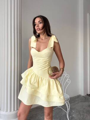 FREESİA Mini Elbise 1221 - Sarı 