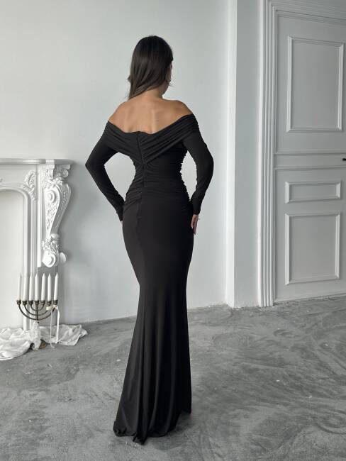  GRACE Broş Detaylı Elbise 3072 - Acı Kahve - 2