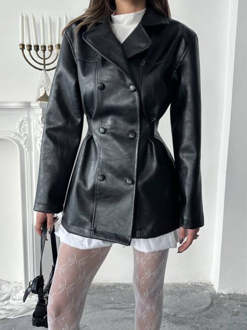HAZEL Deri Ceket 3078 - Siyah - 5