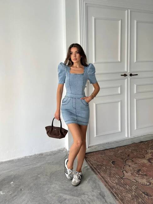 HERRİ Mini Denim Elbise - 241067 - 4