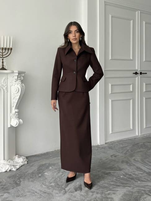 İMMOR Ceket Etek Takım 2261 - Acı Kahve - 3