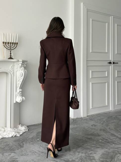 İMMOR Ceket Etek Takım 2261 - Acı Kahve - 6
