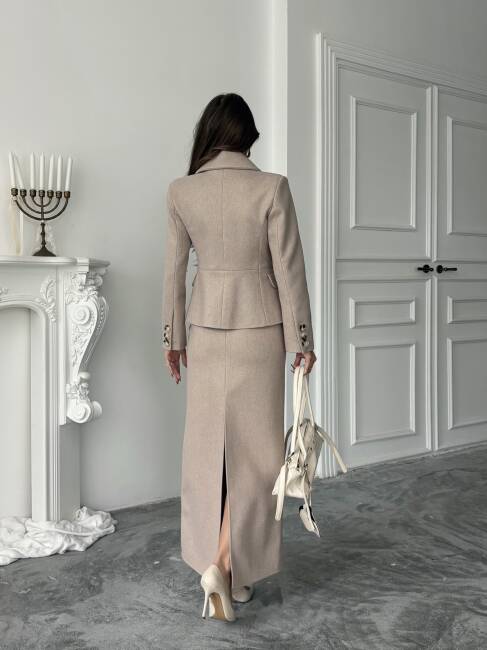 İMMOR Ceket Etek Takım 2261 - Bej - 6