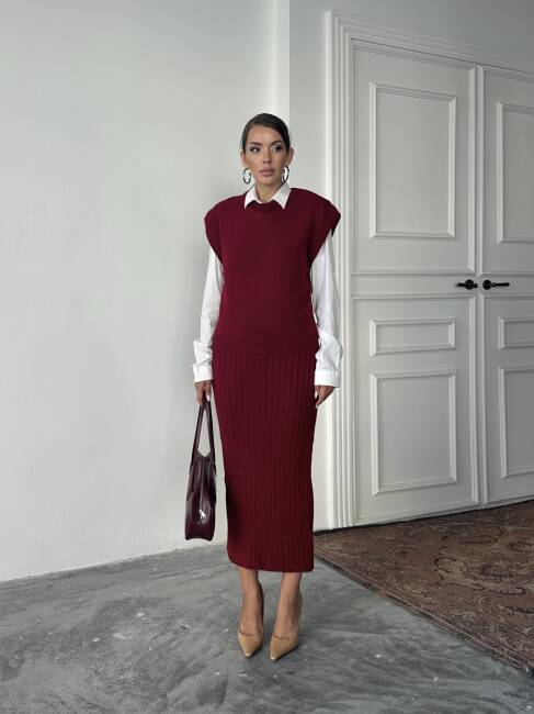 JACOP Süveter Etek Takım 9906 - Bordo - 1
