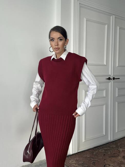 JACOP Süveter Etek Takım 9906 - Bordo - 3