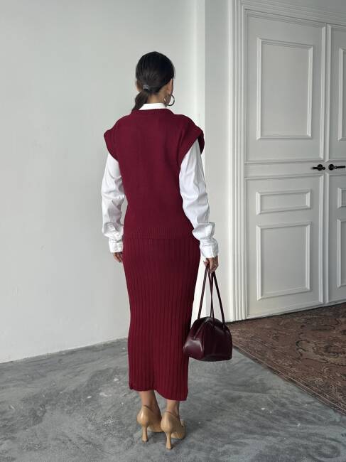 JACOP Süveter Etek Takım 9906 - Bordo - 4