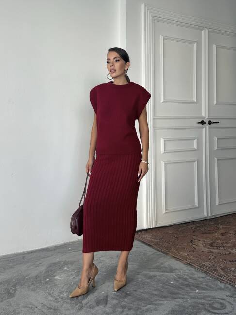 JACOP Süveter Etek Takım 9906 - Bordo - 5