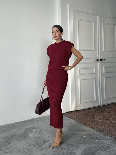 JACOP Süveter Etek Takım 9906 - Bordo - 6
