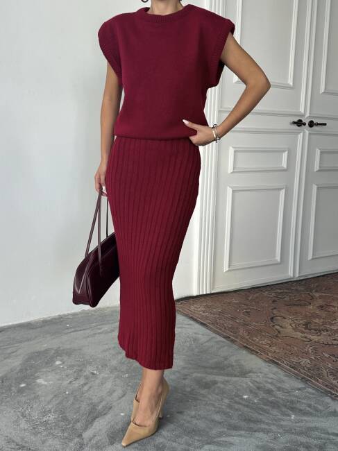 JACOP Süveter Etek Takım 9906 - Bordo - 7