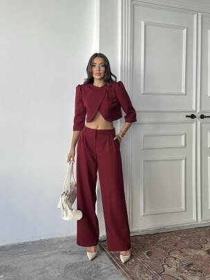 JUNİPER Ceket Pantolon Takım 2235 - Bordo 