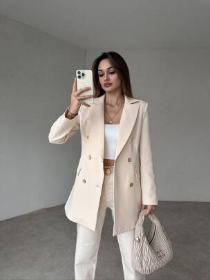 LAURA Ceket 9904 - Krem 
