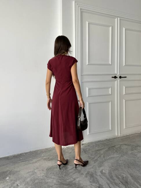 LOGAN Midi Elbise 3062 - Bordo - 2