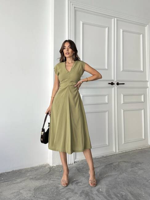 LOGAN Midi Elbise 3062 - Haki - 2