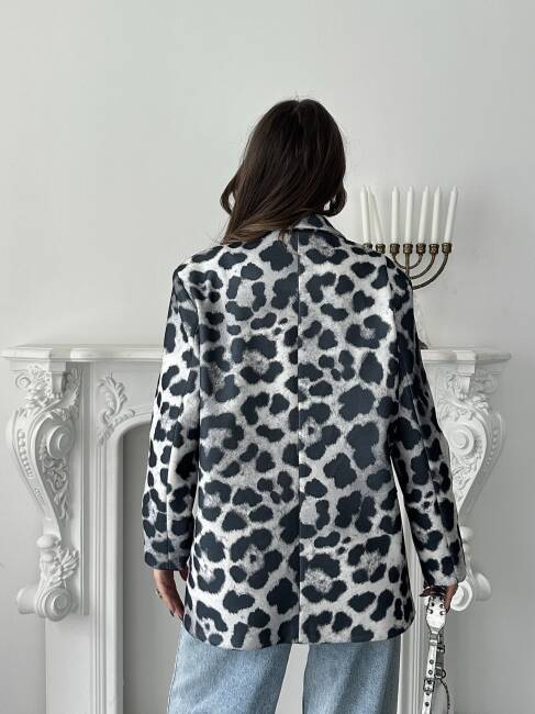 LUNA Leopar Ceket 3077 - Gri - 6