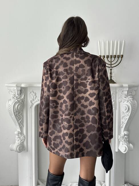 LUNA Leopar Ceket 3077 - Kahverengi - 6