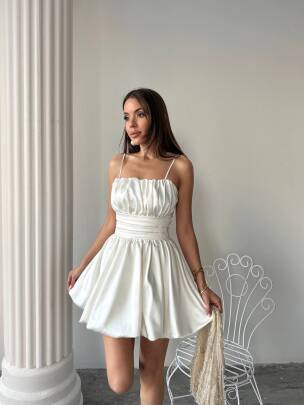 LUNA Mini Elbise 3050 - Beyaz 