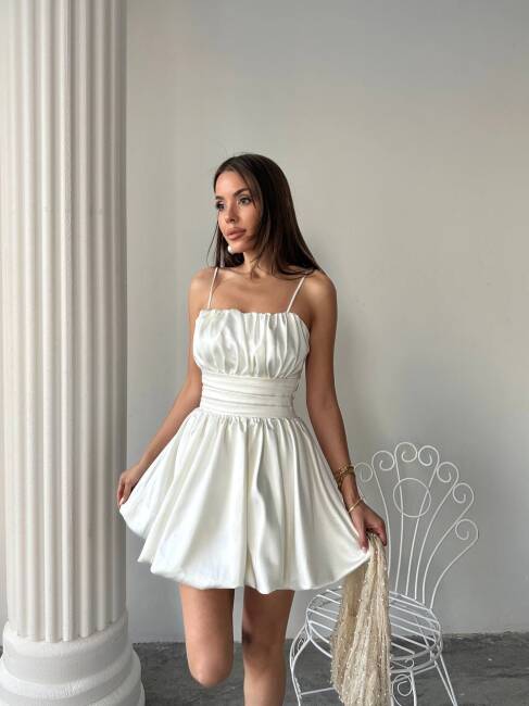 LUNA Mini Elbise 3050 - Beyaz - 1