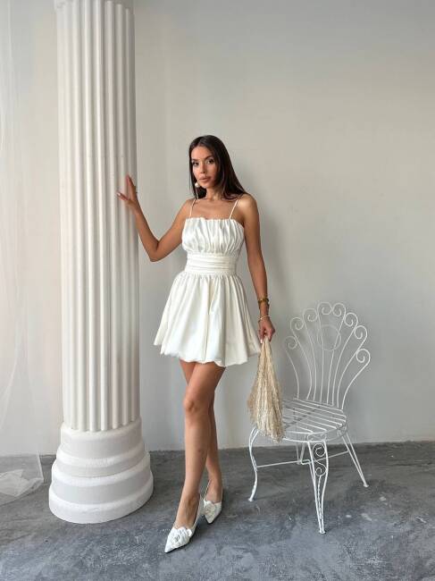 LUNA Mini Elbise 3050 - Beyaz - 2