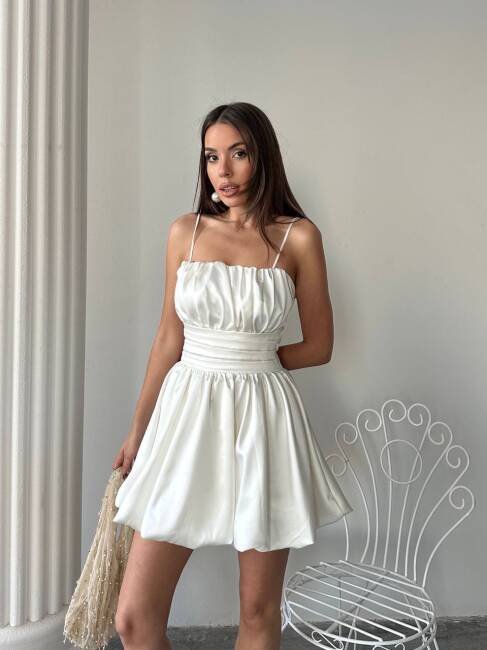 LUNA Mini Elbise 3050 - Beyaz - 3