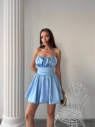 LUNA Mini Elbise 3050 - Mavi 