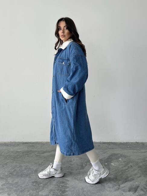 MAGDALENA İçi Peluş Kaban 2843 - Denim - 4