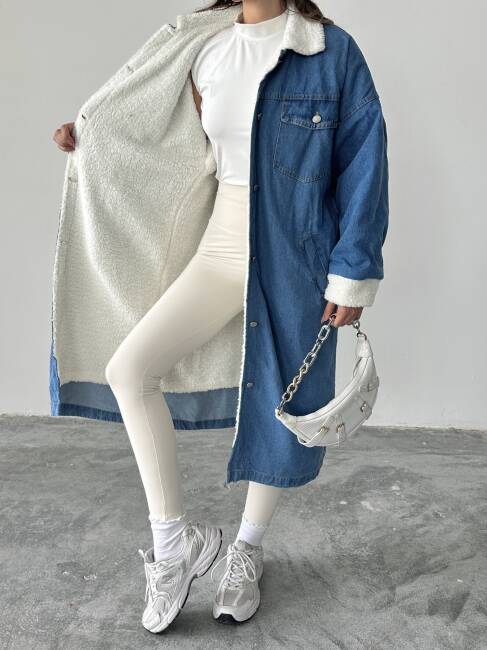 MAGDALENA İçi Peluş Kaban 2843 - Denim - 5
