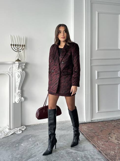 MALVA Ceket Etek Takım 2258 - Bordo - 4