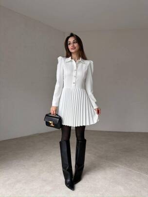 MARK Mini Elbise 3022 - Beyaz 