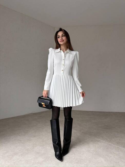 MARK Mini Elbise 3022 - Beyaz - 1