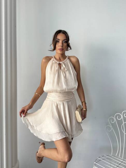 MAYA Mini Elbise 3066 - Bej - 2