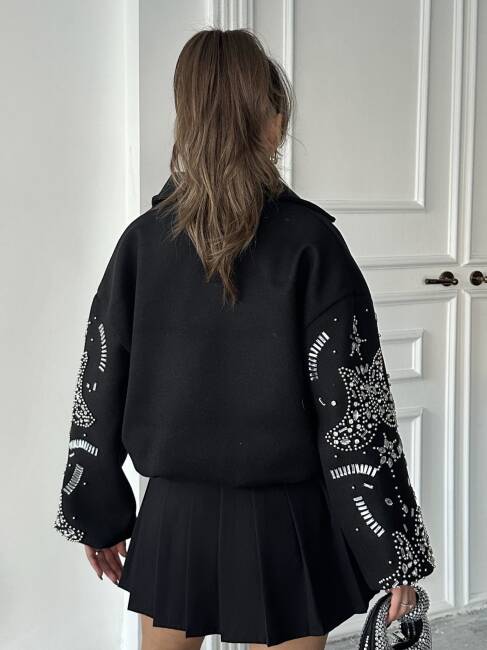 NASTUR Bomber Taşlı Ceket 5274 - Siyah - 4