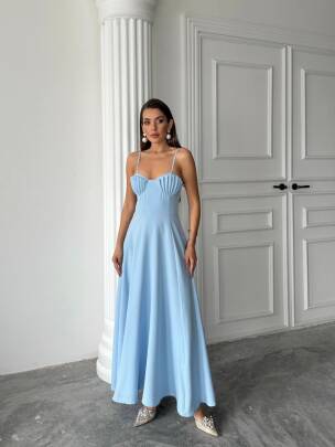 NATALYA MAXİ MAVİ ELBİSE 