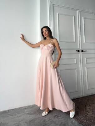 NATALYA MAXİ PEMBE ELBİSE 