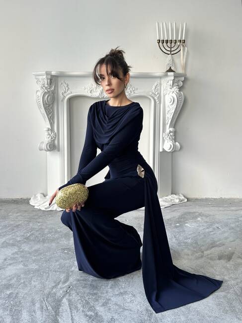 NOVA Maxi Elbise 3079 - Lacivert - 6