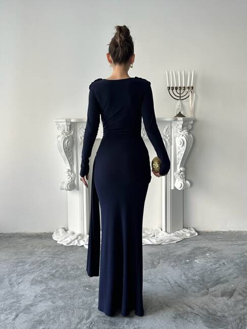 NOVA Maxi Elbise 3079 - Lacivert - 7