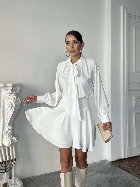 PAVERO Elbise 1238 - Beyaz - 4
