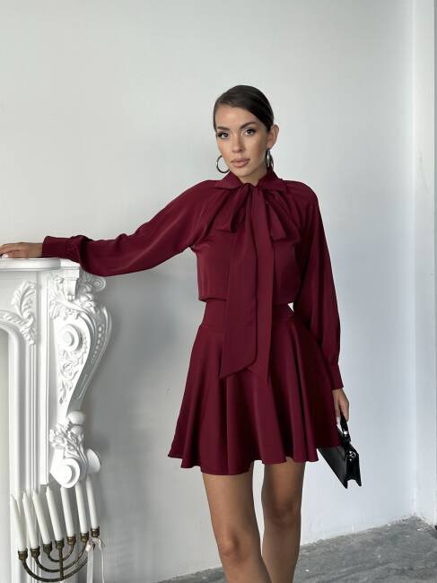 PAVERO Elbise 1238 - Bordo - 3
